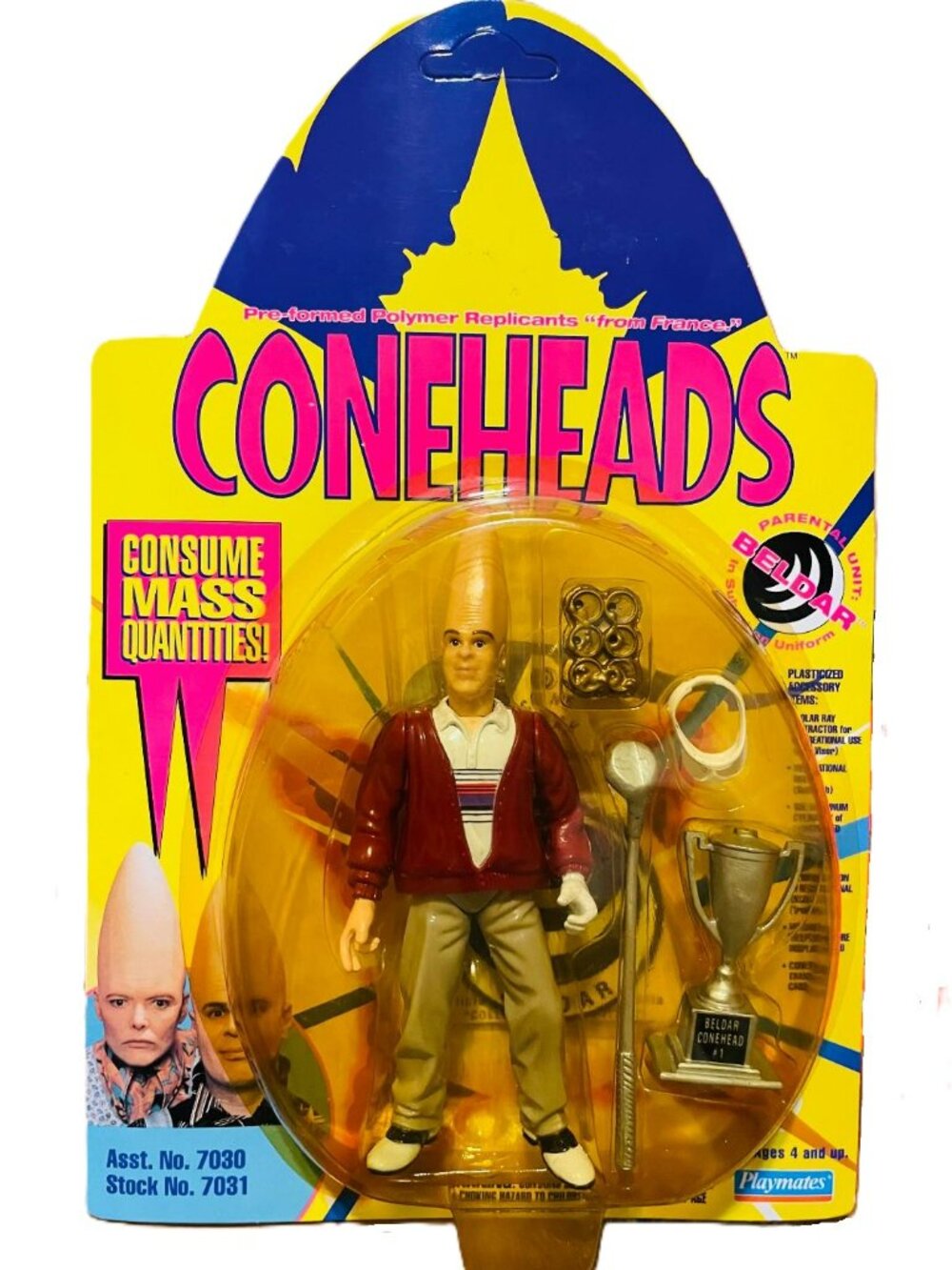 NEW 1993 Playmates Coneheads Beldar(Dan Aykroyd) UNPUNCHED Sealed Vintage Figure